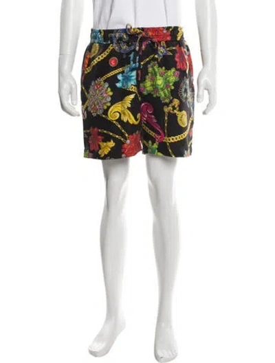 Pre-owned Versace Silk Jogger Shorts In Multi