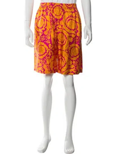 Pre-owned Versace Silk Jogger Shorts In Pink