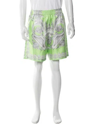 Pre-owned Versace Silk Jogger Shorts W/ Tags In Green
