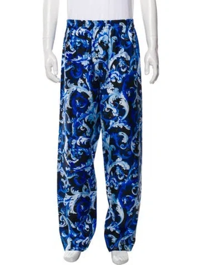 Pre-owned Versace Silk Joggers W/ Tags In Blue