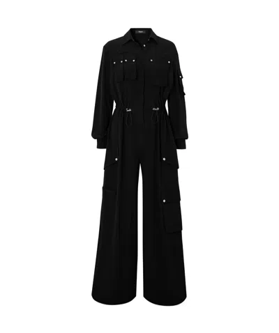 Versace Silk Jumpsuit In Black