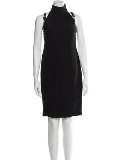 Pre-owned Versace Silk Knee-length Dress In Blue