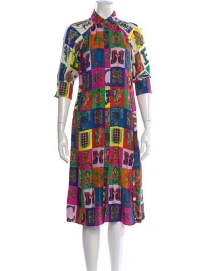 Pre-owned Versace Silk Knee-length Dress In Multi