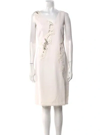 Pre-owned Versace Silk Knee-length Dress In Neutral
