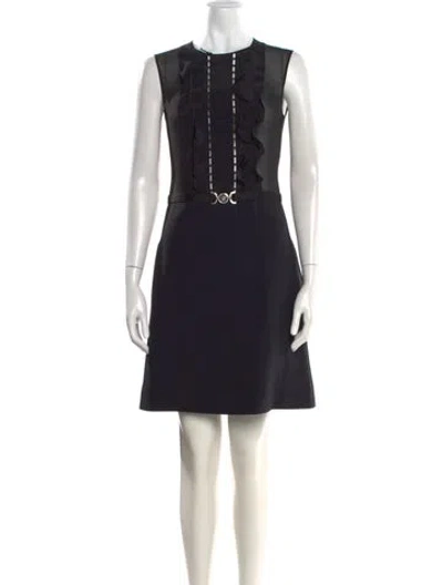 Pre-owned Versace Silk Knee-length Dress W/ Tags In Black
