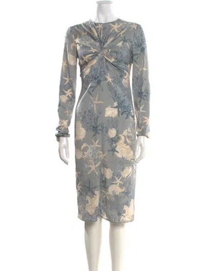 Pre-owned Versace Silk Knee-length Dress W/ Tags In Gray