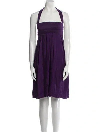 Pre-owned Versace Silk Knee-length Dress W/ Tags In Purple