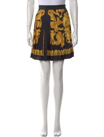 Pre-owned Versace Silk Knee-length Skirt In Black