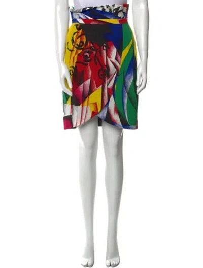 Pre-owned Versace Silk Knee-length Skirt W/ Tags In Multi