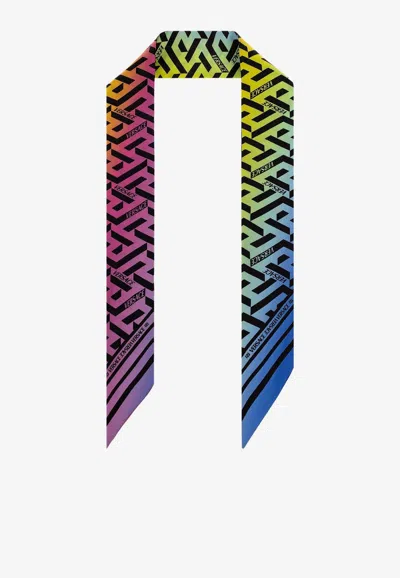 Versace Silk La Greca Scarf Tie In Multi