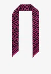 Versace La Greca Scarf In Fuchsia And Gold Silk In Pink