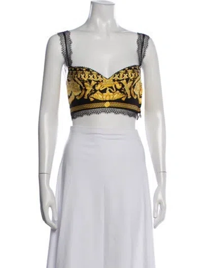 Pre-owned Versace Silk Lace Pattern Top In Black