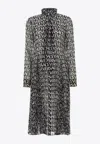 Versace Logo-print Silk-chiffon Midi Dress In Black