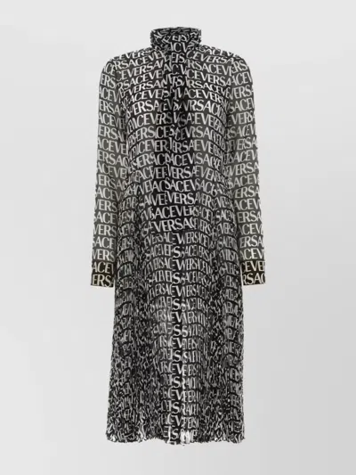 Versace Logo-print Silk-chiffon Midi Dress In Black