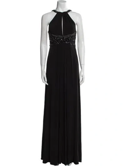 Pre-owned Versace Silk Long Dress In Black