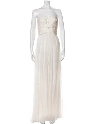 Pre-owned Versace Silk Long Dress In Neutral