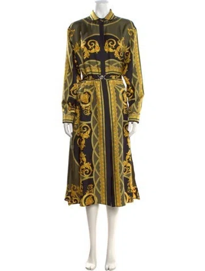 Pre-owned Versace Silk Long Dress W/ Tags In Multi
