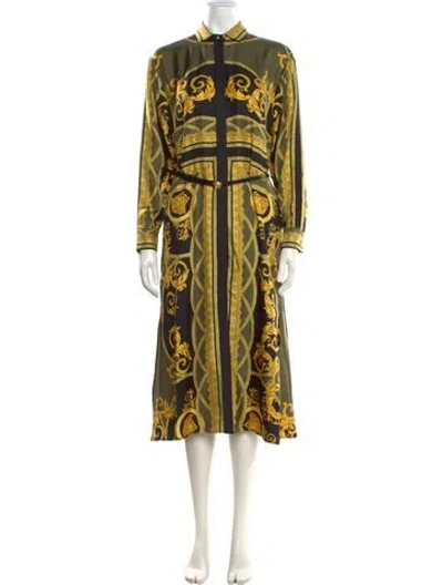 Pre-owned Versace Silk Long Dress W/ Tags In Multi