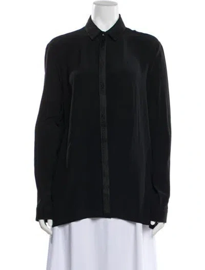 Pre-owned Versace Silk Long Sleeve Blouse In Black