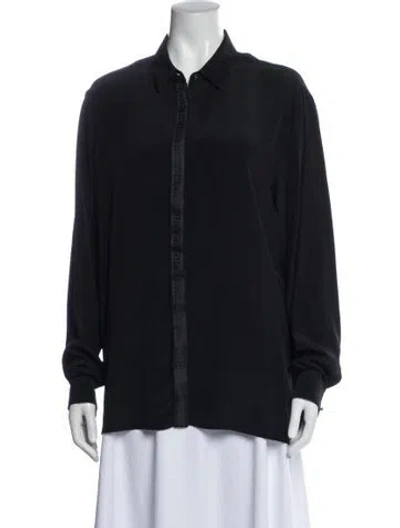 Pre-owned Versace Silk Long Sleeve Blouse In Black