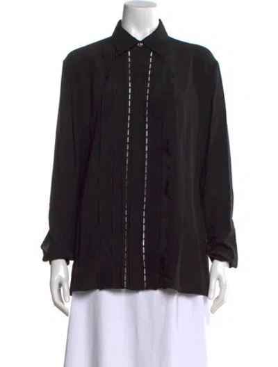 Pre-owned Versace Silk Long Sleeve Top W/ Tags In Black