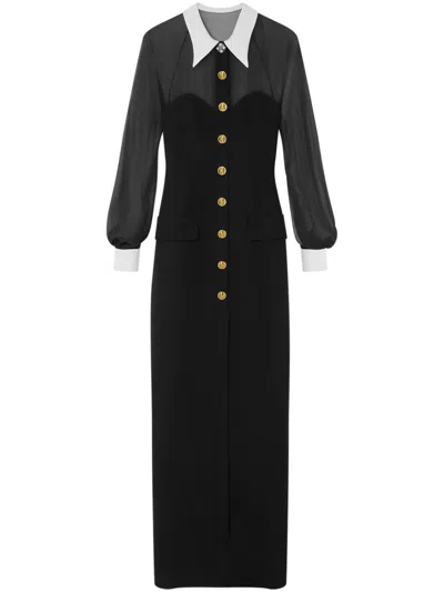 Versace Long-sleeved Dress In Black