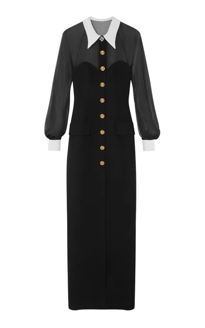 Versace Long-sleeved Dress In Black