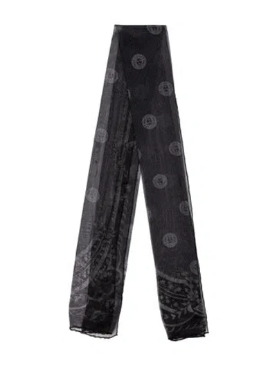 Pre-owned Versace Silk Medusa Insignia Scarf In Black