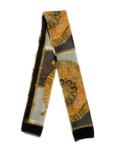 Pre-owned Versace Silk Medusa Insignia Scarf In Multi
