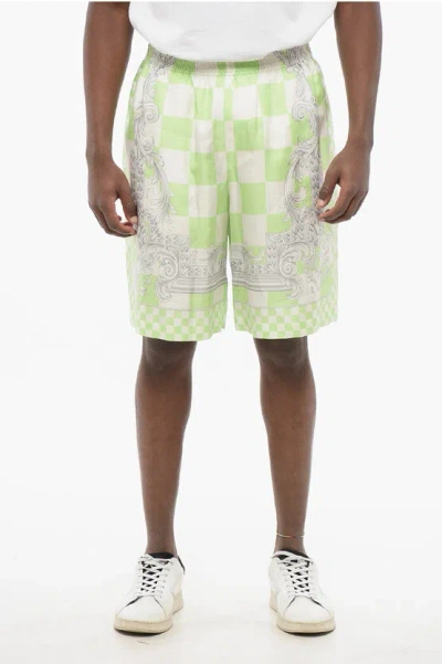 VERSACE SILK MEDUSA SHORTS WITH ELASTIC WAISTBAND