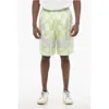 Versace Silk Medusa Shorts With Elastic Waistband In Green
