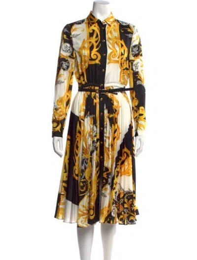 Pre-owned Versace Silk Midi Length Dress In Black