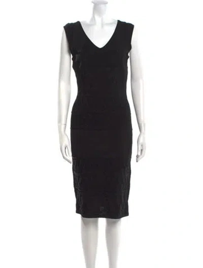 Pre-owned Versace Silk Midi Length Dress In Black