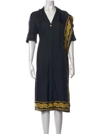 Pre-owned Versace Silk Midi Length Dress In Black