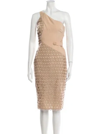 Pre-owned Versace Silk Midi Length Dress In Brown