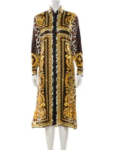 Pre-owned Versace Silk Midi Length Dress In Multi