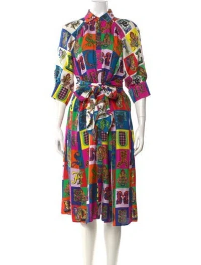 Pre-owned Versace Silk Midi Length Dress In Multi