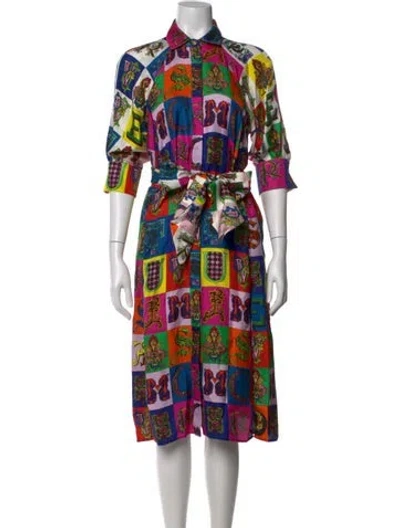 Pre-owned Versace Silk Midi Length Dress In Multi
