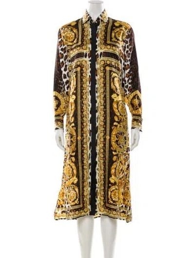 Pre-owned Versace Silk Midi Length Dress In Multicolor