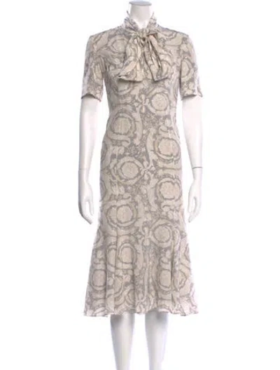 Pre-owned Versace Silk Midi Length Dress In Neutral