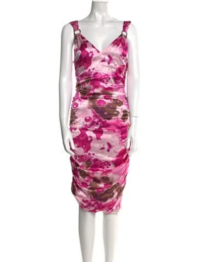 Pre-owned Versace Silk Midi Length Dress In Pink