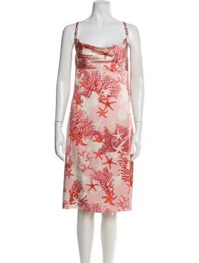Pre-owned Versace Silk Midi Length Dress In Pink