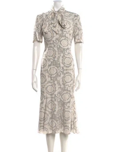 Pre-owned Versace Silk Midi Length Dress W/ Tags