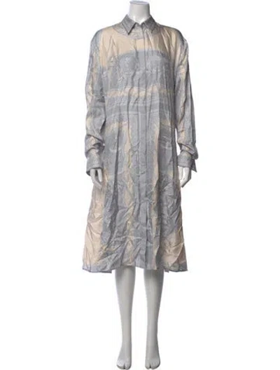 Pre-owned Versace Silk Midi Length Dress W/ Tags In Multicolor