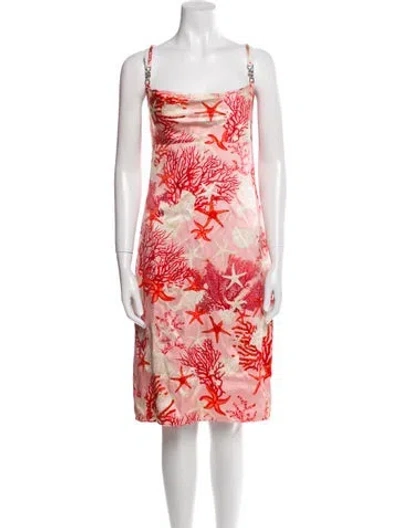 Pre-owned Versace Silk Midi Length Dress W/ Tags In Pink