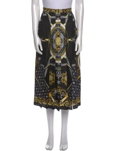 Pre-owned Versace Silk Midi Length Skirt In Black