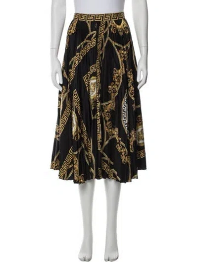 Pre-owned Versace Silk Midi Length Skirt In Black