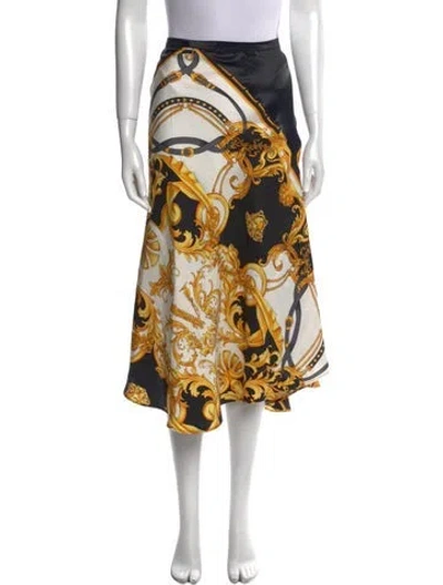 Pre-owned Versace Silk Midi Length Skirt In Multi