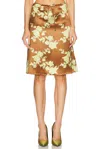 Versace Wild Rose Drawstring Satin Crepe Skirt