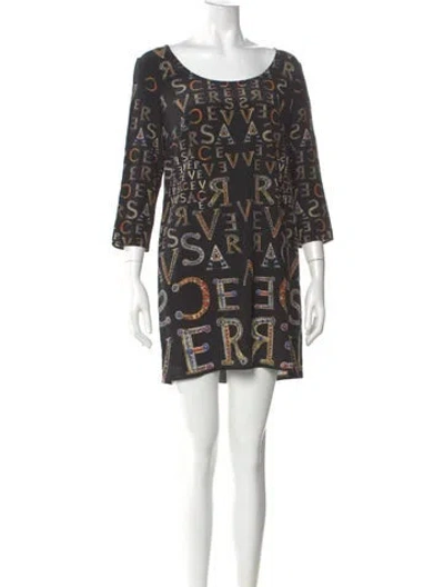 Pre-owned Versace Silk Mini Dress In Black